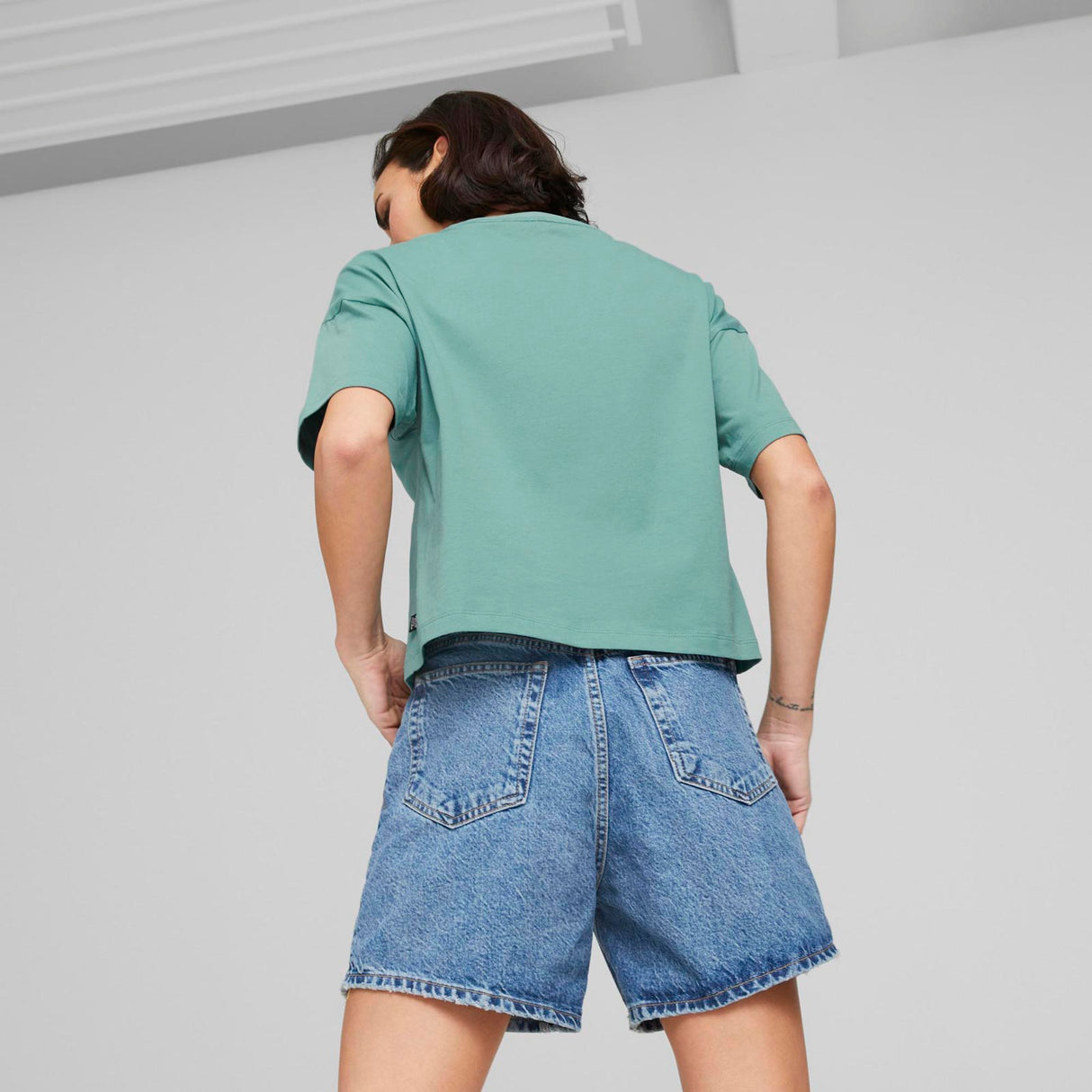 Puma Wmns ESS Cropped Logo Tee Blue