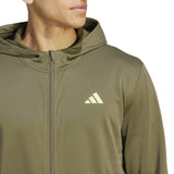 adidas Mens TR ES FZ Hooded Jacket Green