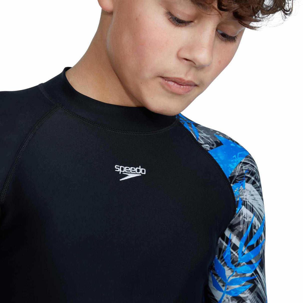 Speedo Printed Long Sleeve Rash Top Blac