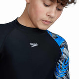Speedo Printed Long Sleeve Rash Top Blac