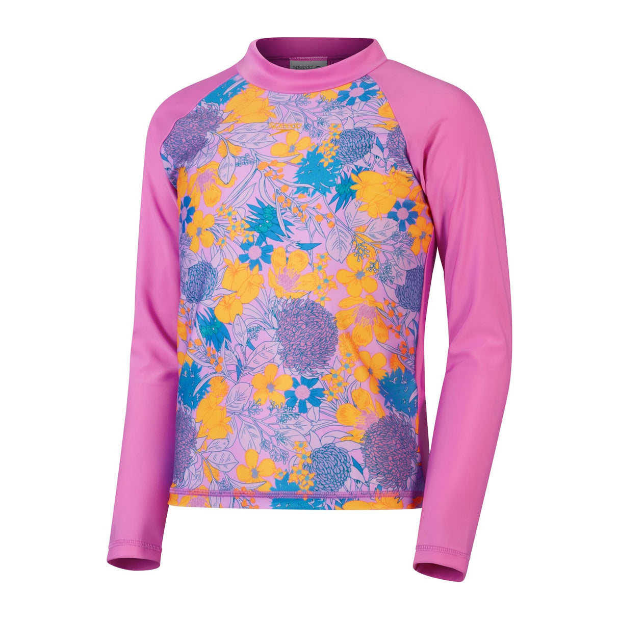 Speedo Girls Printed LS Rash Top Purple