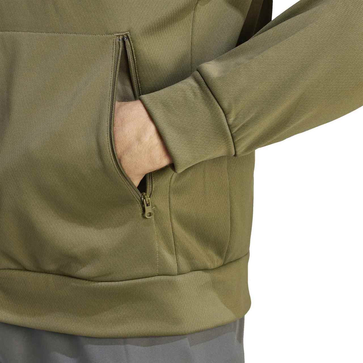 adidas Mens TR ES FZ Hooded Jacket Green