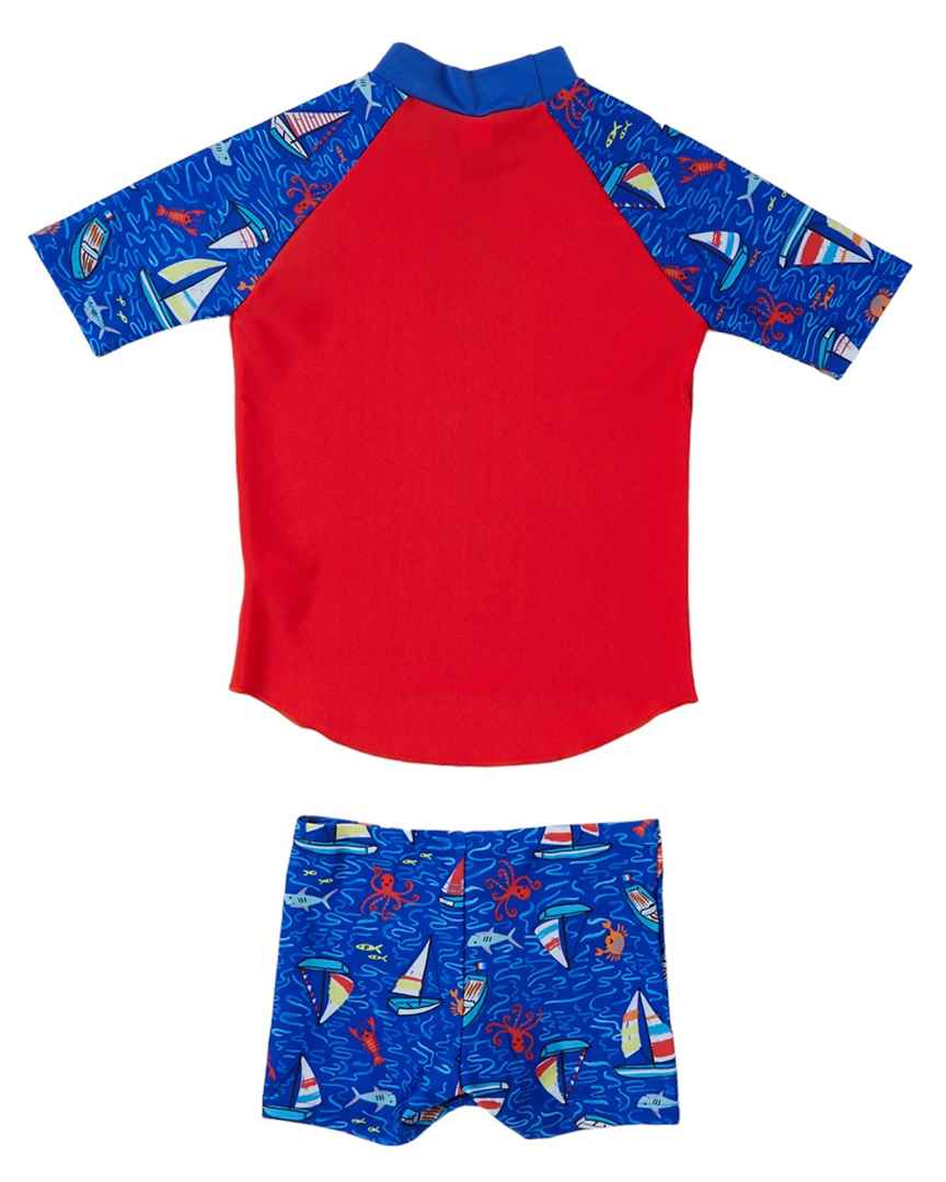 Speedo Boys Digital SS Rash Top Set Blue