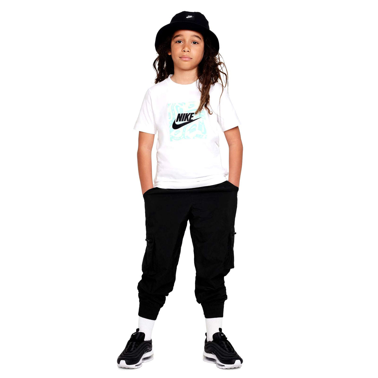 Nike Boys NSW Club Hybrid GFX Tee White
