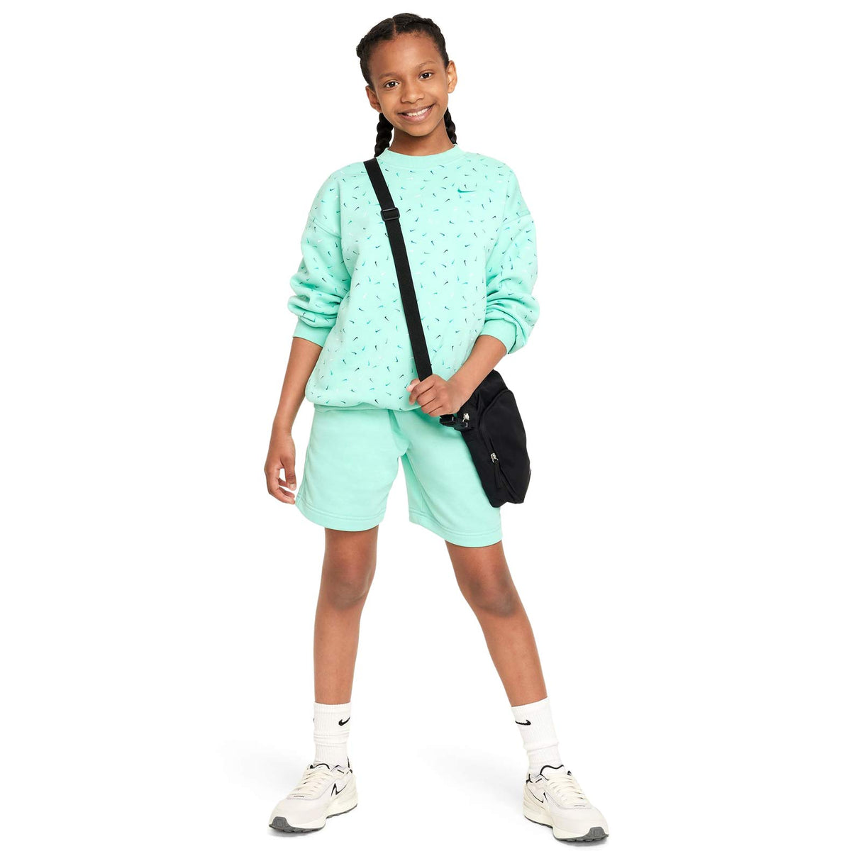 Nike Girls NSW Club Ovrszd Logo Crew Grn
